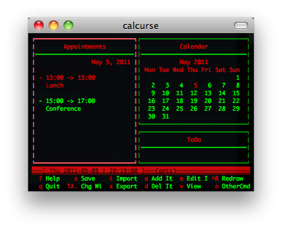 calcurse screenshot