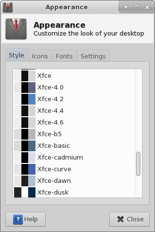 xfce4-appearance-settings-style