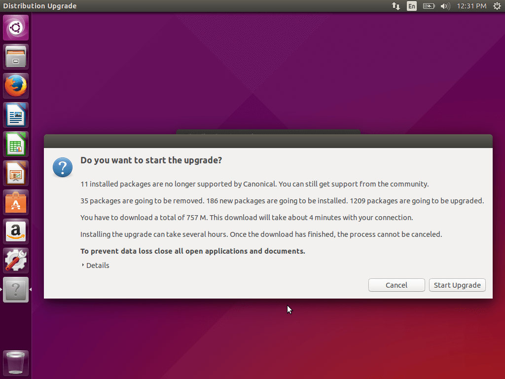 Start Ubuntu Upgrade