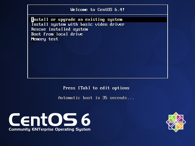 CentOS 6.4 Installer menu