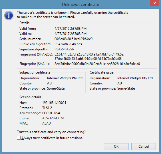 FileZilla_Unknown_certificate