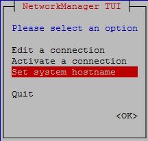 nmtui -Select Set HostName 