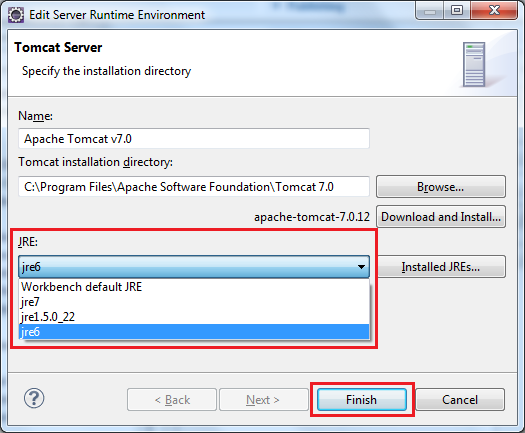 Change JRE for Tomcat in Eclipse