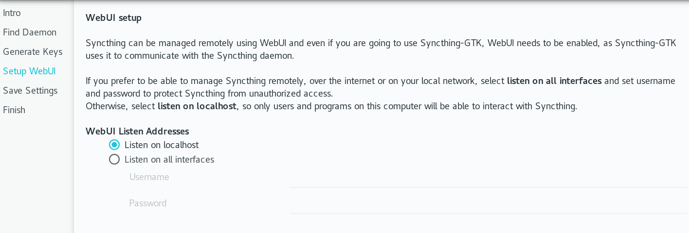 Syncthing װʱ WebUI Ի