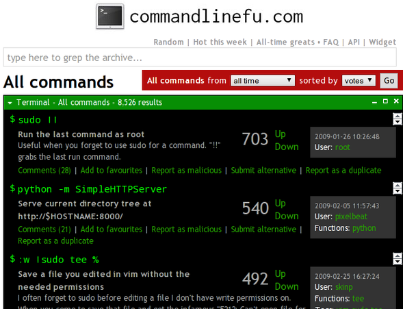 Commandlinefu  Unix / Linux 