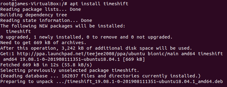 apt install timeshift