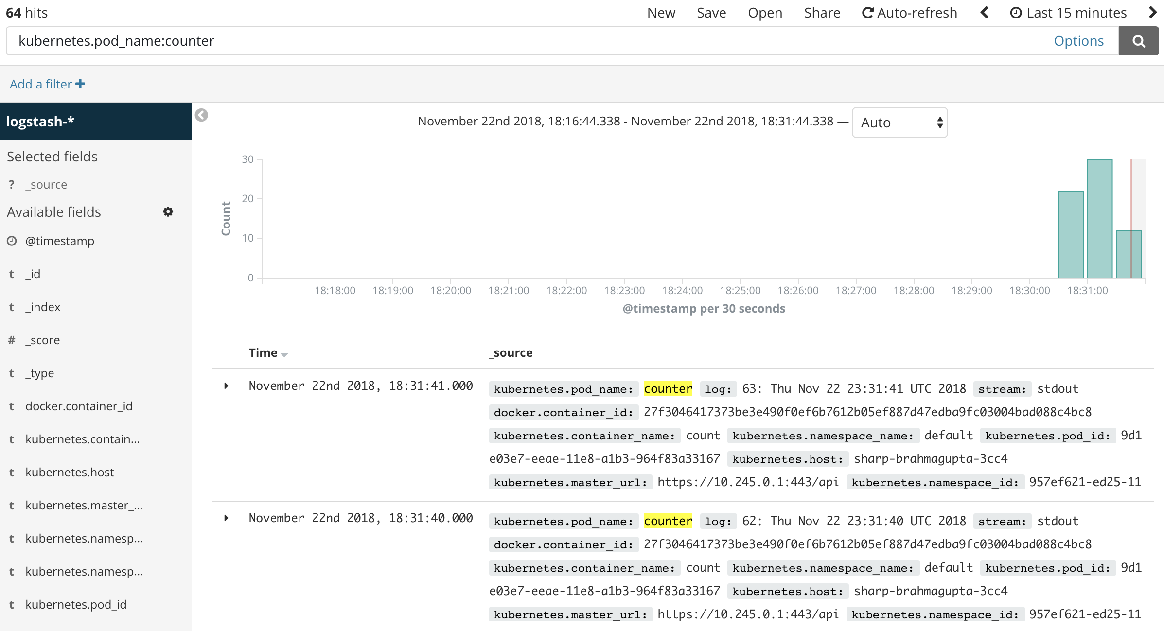 Counter Logs in Kibana