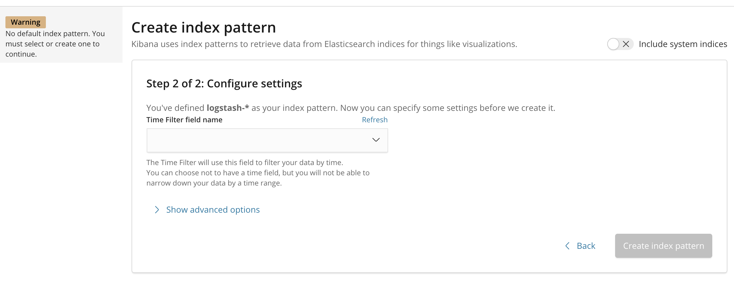 Kibana Index Pattern Settings