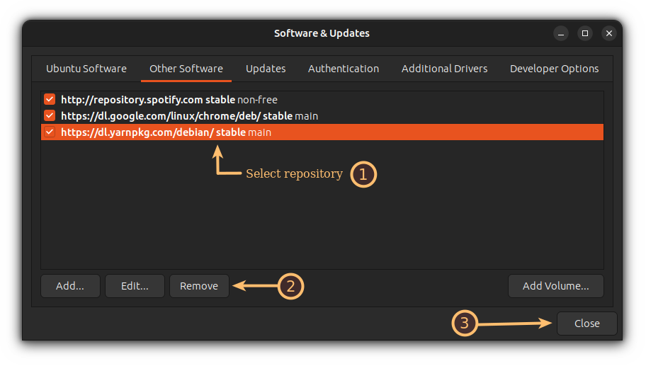 Disable repository from Ubuntu
